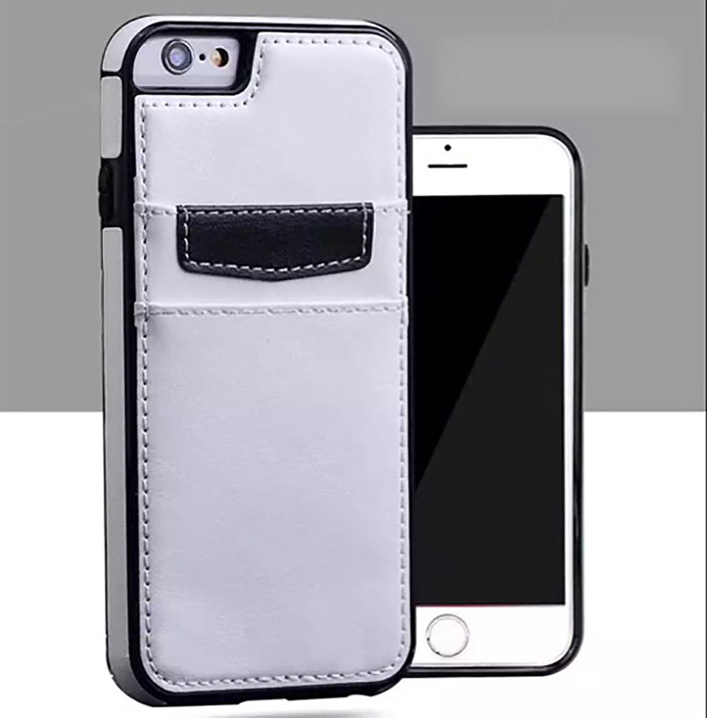 iPhone 8 Plus / 7 Plus LEATHER Style Credit Card Case (White)